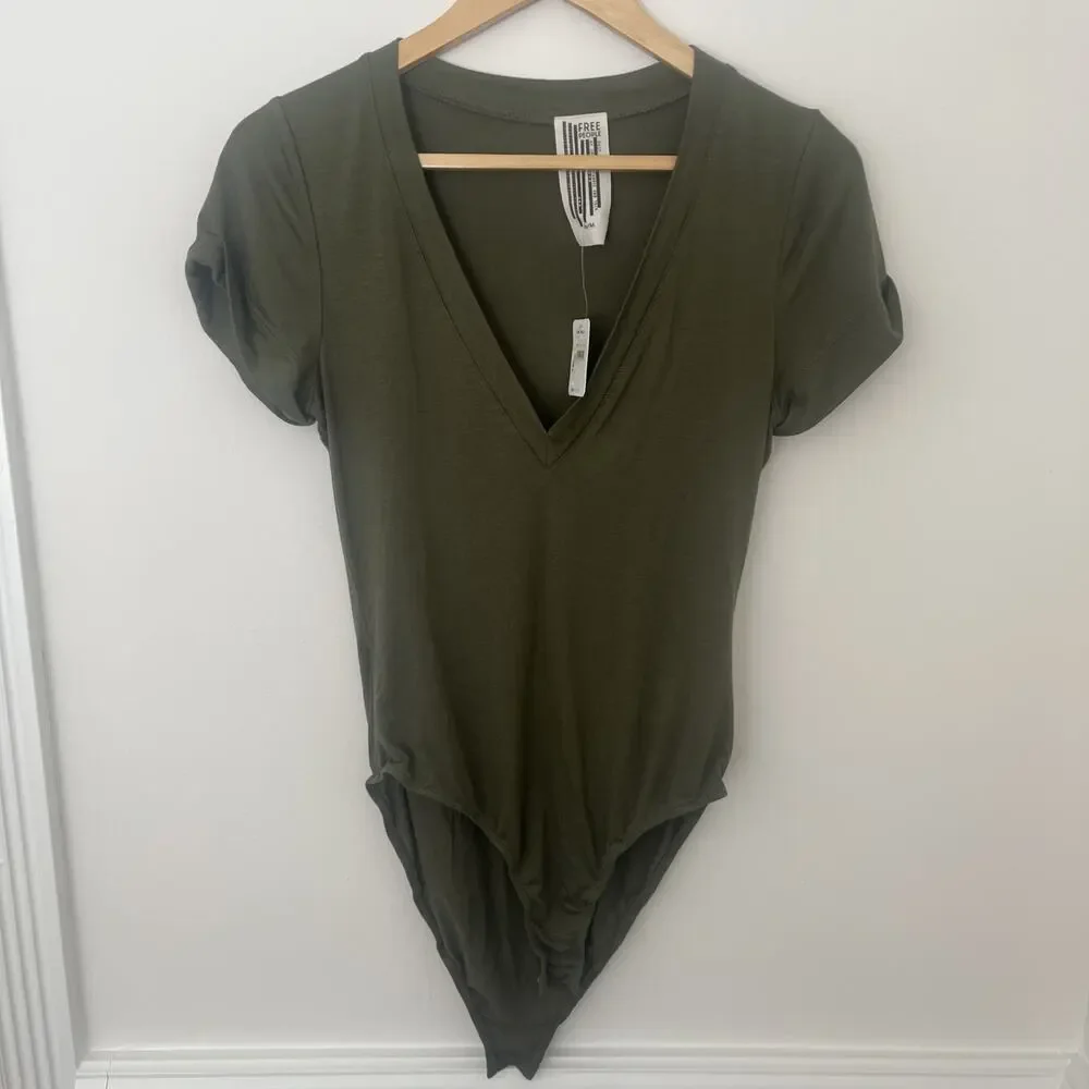 Nwt Intimately Free People T-shirt‎ Body Suit Medium Olive Green